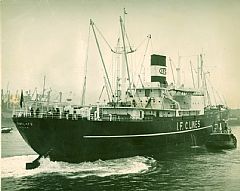 Liberty skipet Bowplate i fart for IFC-Lines. Foto i Bergens Sjøfartsmuseum.